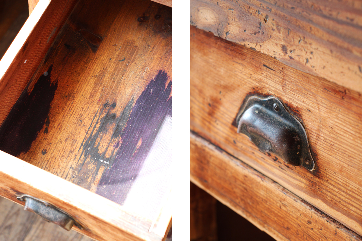 Q99 フランスアンティーク 剥離された乾いた木肌の書斎デスク カウンター